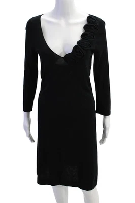 Mini Vestido Para Mujer Emporio Armani Mangas Largas Embellecimiento Floral Negro Talla 46 Foto 1 de 4