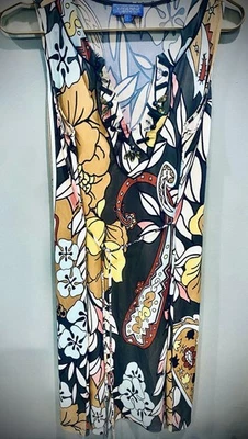 Vestido Vintage Vivienne Tam Floral Paisley Mod Sem Mangas Cinto Fino Tamanho M - Imagem 1 de 4