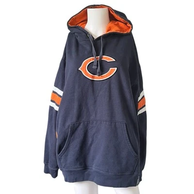 Vintage Chicago Bears NFL Team Apparel Hoodie Applique Logo Blue Orange - Image 1 of 4