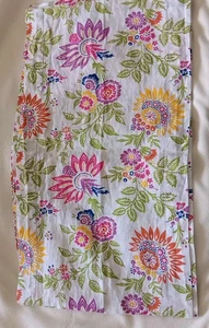 SFERRA Floral on White Linen Table Runner 108" x 14.5" Hemstitch Edge Country - Picture 1 of 8