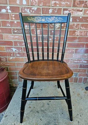 Silla de Comedor L. HITCHCOCK Windsor Ventilador Respaldo Dorado Plantilla Hojas de Uvas #1 Foto 1 de 4