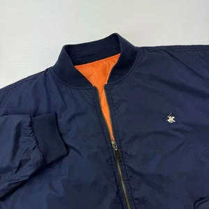 Beverly Hills Polo Club Reversible Bomber Jacket XL Navy Blue Orange Quilted - Picture 1 of 16