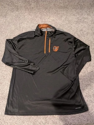Majestic Mens 2XL Tall 1/4 Zip Gray Baltimore Orioles Sweater Active Wear - Image 1 of 4