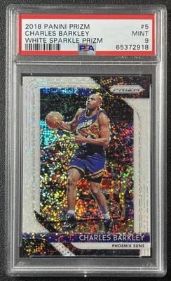 CHARLES BARKLEY PSA 9 2018-19 PANINI PRIZM #5 WHITE SPARKLE SP SUNS 2918 - Image 1 of 2