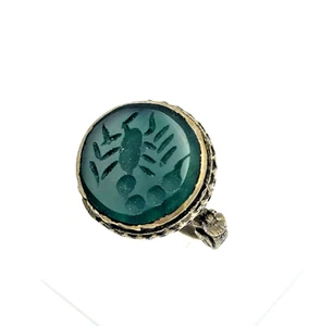 Roman Style Bronze Ring w Engraved Scorpion – Intaglio Signet – Size L1/2 20.4mm - Picture 1 of 13
