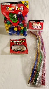 Kids Crafting Lot - Pom Poms - Googly Eyes - Tinsel Stems - Bild 1 von 8