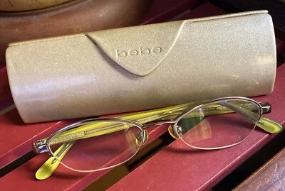 ARMAÇÃO DE ÓCULOS BEBE Estojo CREME DE MINT 48-17-140 MARROM VERDE MEIA BORDA Vintage - Imagem 1 de 3