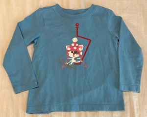 Hanna Andersson Blue Snow Skiing Shirt Girls Top Size 100 4 - Picture 1 of 3