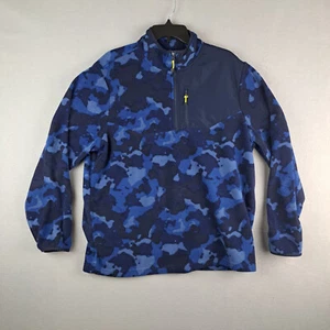 Starter Sweater Mens Large Blue Camo Quarter Zip Up Tech Long Sleeve Outdoor - Picture 1 of 14