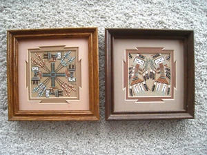 2 Authentic Navajo Sand Paintings Native American  Healing Art Signed~REDUCED - Picture 1 of 11