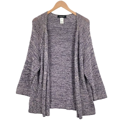 Suéter cárdigan tejido frente abierto púrpura/blanco Jones New York para mujer talla 1X Foto 1 de 4