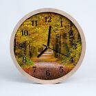 Tulup wooden clock 30fi cm wall clock kitchen clock - Autumn forest path