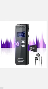 Digital Voice Activated Recorder with Playback 64GB 3072Kpbs HD Dual MIC Voice - Bild 1 von 6