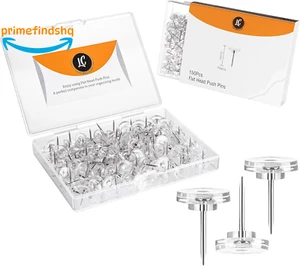 Clear Push Pins Tacks by Flat Head Thumbtacks for Bulletin Board 150 Pack NEW - Picture 1 of 7