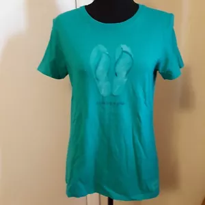 T-shirt donna Life Is Good manica corta taglia S small "Livin on a Pair" Teal - Foto 1 di 9