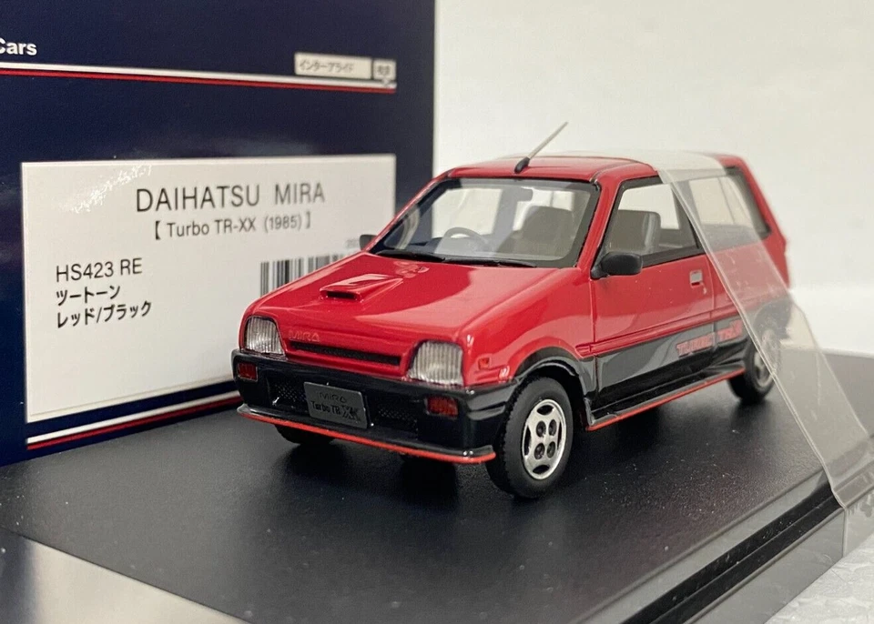 1:43 HI STORY HS423RE DAIHATSU MIRA TURBO TR-XX RED resin scale model car - Image 1 of 4