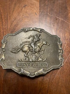 Pony Express Western Cowboy United States Mail Vintage Belt Buckle - Picture 1 of 7