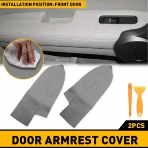 Gray Leather Front Door Panels Armrest Cover Fit For 2007-2012 Honda CR-V CRV - Picture 1 of 12