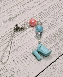 Barbie High Heel Shoe Phone Strap Blue And Pink 6" Phone Charm Handmade - Picture 1 of 9