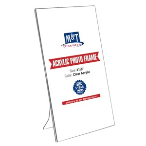 Clear Acrylic 4x6 Photo Frame Sign Holder Portrait Table Stand for Desk/Office - Picture 1 of 13