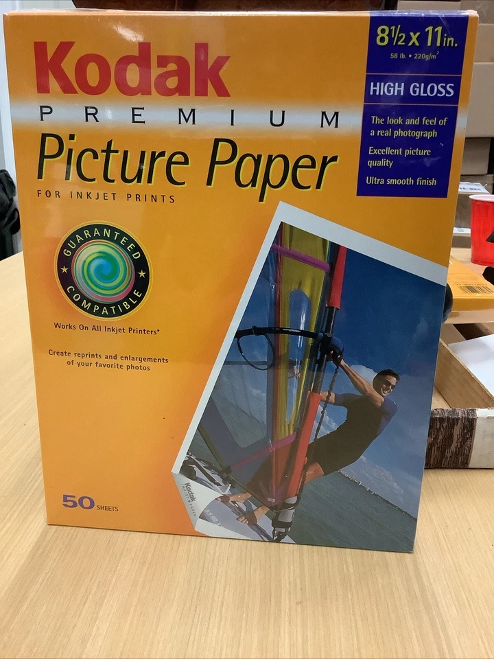 Kodak Premium Picture Paper 8 1/2 X 11 8mil Heavy Weight High Gloss 100 Sheets
