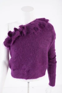 NEW ZARA PURPLE MOHAIR BLEND RUFFLED SWEATER Long Sleeve Size S FAST SHIP #6125P - Picture 1 of 11