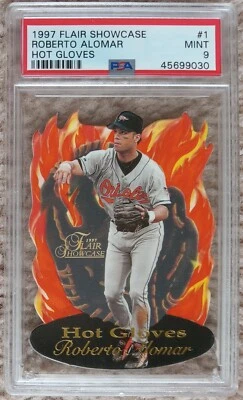 Flair Showcase Hot Gloves 1997 #1 Roberto Alomar PSA 9 Baltimore Orioles  Foto 1 de 2