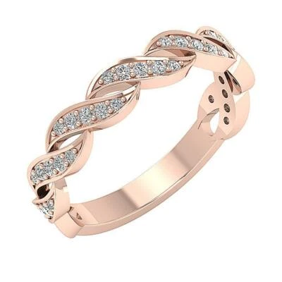 Twisted Wedding RingI1 G 0.40Ct Genuine Diamond 14K Rose Gold 4.20MM Prong Set - Image 1 of 4