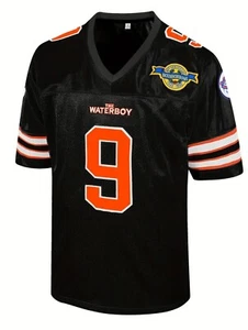 New Bobby Boucher #9 The Waterboy Football Jersey Adam Sandler Black Orange - Picture 1 of 5