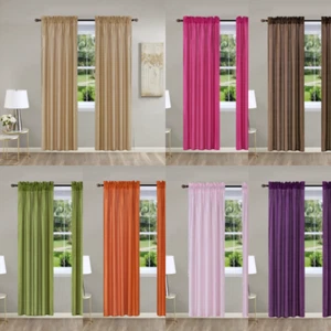 2 STCK. LUXUS HALBHOCH KUNSTSEIDE FENSTERVORHANG BEHANDLUNGSSET STANGE TASCHE PANEL MR2 - Bild 1 von 29