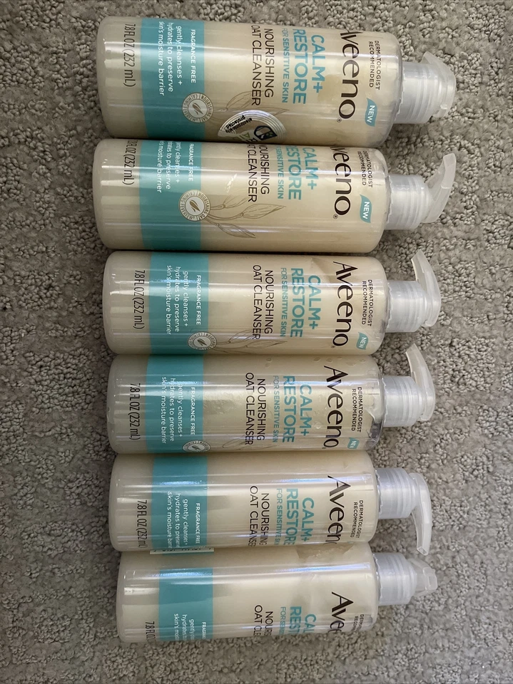 3 Aveeno Calm Restore Nourishing Oat Cleanser For Sensitive Skin 7.8 Oz (D12)