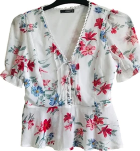 🌺Quiz White/Multi Floaty Top Lined Size 10 New Without Tag Never Worn🌺 - Picture 1 of 12