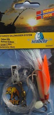 starkes Salzwasser-System für Norwegen (Seelachs,Dorsch) mit 2 odr 3 Haken  - Bild 1 von 4