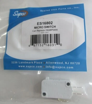 SUPCO ES16802 MICRO INTERRUPTOR DE BLOQUEO DE PUERTA REEMPLAZA KENMORE G31-251/28QBP0495 Foto 1 de 2