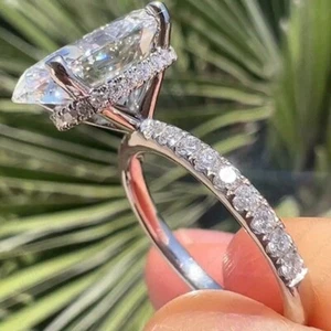 4.47CT Women's Oval Lab Grown Diamond/CVD W/Accents Halo Ring In 18K White Gold - Picture 1 of 12