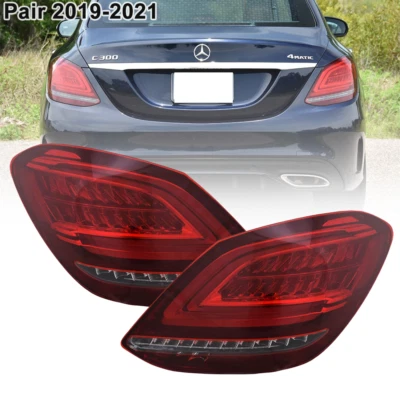Pair Tail Lights For 2019 2020 2021 Mercedes Benz C43 C63 AMG C300 LED Rear Lamp - Image 1 of 4