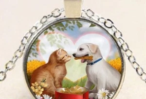 DOG CAT  pendant Silver chain Necklace men women jewelry FREE $10 GIFT #RM867 - Picture 1 of 10