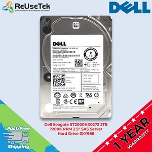 Dell Seagate ST2000NX0273 2TB 7200K RPM 2.5" SAS Server Hard Drive 0XY986 - Afbeelding 1 van 16