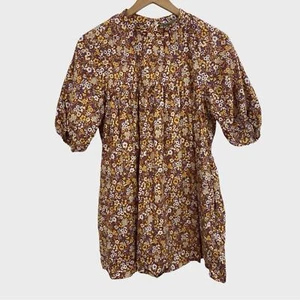 Everlane Multicolor Floral Cotton Mini Dress with Pockets Size Small - Picture 1 of 9