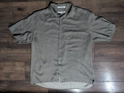 Perry Ellis Men's Brown Short Sleeve Button Down 100% Silk Dress Shirt Size XL - Image 1 of 4