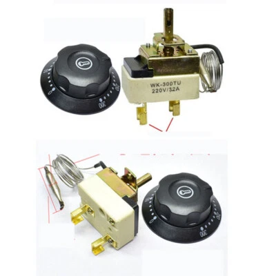 Electric Oven Thermostat Adjustable Temperature Controller Switch 50-300°C 2-Pin - Image 1 of 4