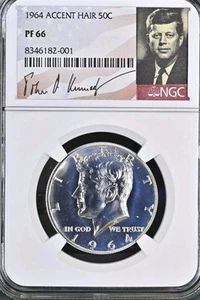 1964 Accented Hair Silver Proof Kennedy Half Dollar 50C NGC PF66 Bx99 - Picture 1 of 2