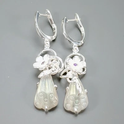 Fashion Design Natural Labradorite Earrings 925 Sterling Silver /E126518 - Image 1 of 4