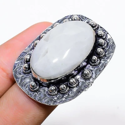 Rainbow Moonstone Gemstone 925 Sterling Silver Jewelry Ring Size 7.5 s005 - Image 1 of 3