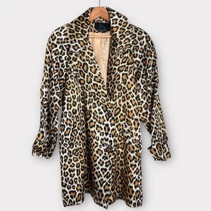 Vintage 1980s Leopard Print Coat Bold Animal Print Made In USA Medium Jacket - Picture 1 of 7