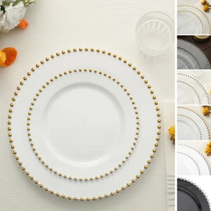 10 Round 10 in Disposable Plastic Salad PLATES Beaded Trim Party Decorations - Picture 1 of 58