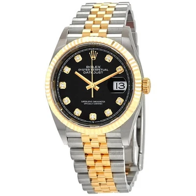 Rolex Datejust 36 esfera de diamante negro para hombre de acero inoxidable y oro amarillo de 18 quilates Foto 1 de 3