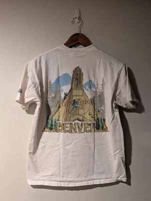 Vintage 90s Hard Rock Cafe Denver Colorado Mountain White Medium T-Shirt - Image 1 of 4