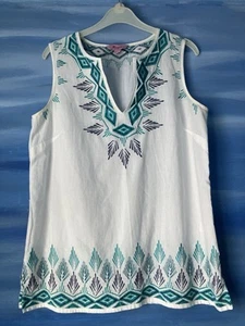 Monsoon Ladies Size Top Cotton MONSOON size ladies LADIES Embroidered Sleeveless - Picture 1 of 9