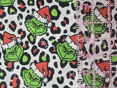 Custom 100% Cotton Woven Fabric The Grinch Stole Christmas Cheetah 1/4 yard 9X56 - Image 1 of 2